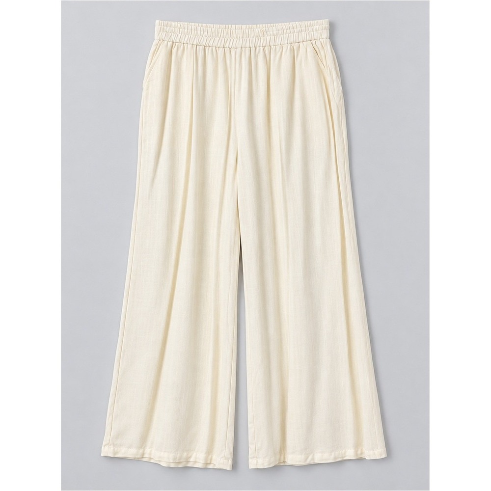 Womens Line Wide Leg Pants Large Euro Summer Fisherman Coastal Neutral Soft Girl